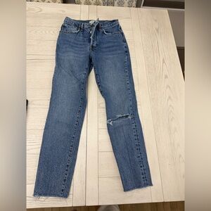 We The Free Distressed Blue Straight Leg Jeans